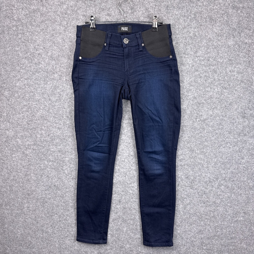PAIGE Verdugo‎ Ankle Maternity Skinny Jeans Dark Indigo Side Panel Size 25
